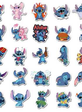 50pcs Cartoon Stitch Stickers Waterproof Skateboard Luggage