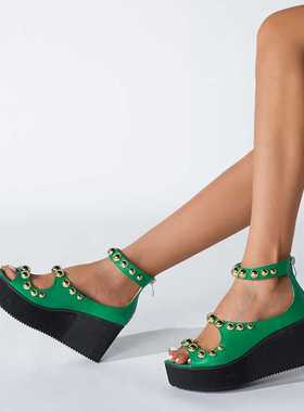 2022 New Black Wedge Women's Sandals Summer Fashion Elegant