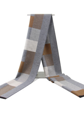 Winter Wool Scarf Double Sides 100% Real Plaid Cashmere Scar