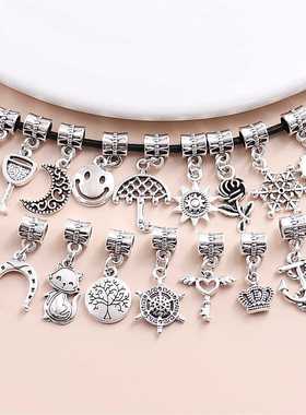 50PCS European Vintage Silver Designer Charms For Women's Pa