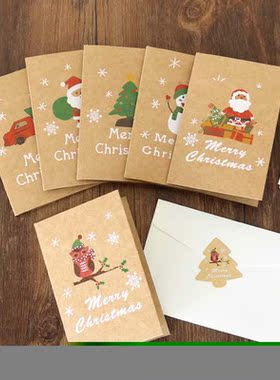 6Sets Kraft Gift Cards Merry Chritmas Greeting Cards New Yea
