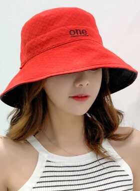 Cotton Double-sided letter Embroidery Fisherman hat for wome