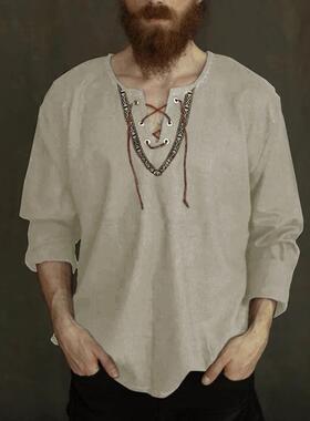 Men's shirt Pullover 2021 Fashion Vintage Thin Long Sleeve T