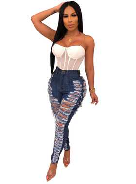New ripped, high-waisted, micro-cropped women's jeans for 20