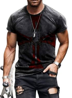 Men's 3D Printed T-shirt Round Neck Breathable Short Sleeve