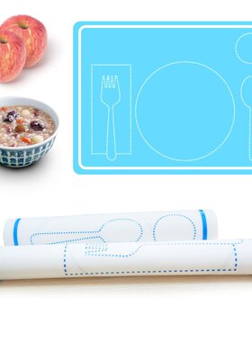 30cm Blue Pink Silicone Placemat for Kids Montessori Early E