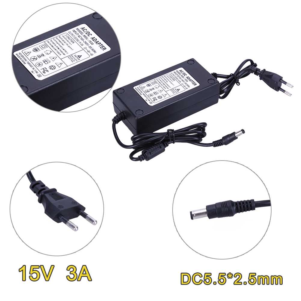 AC-DC Power Supply Adapter 15V 3A 2.5mm Power Adaptor AC Soc - 图0