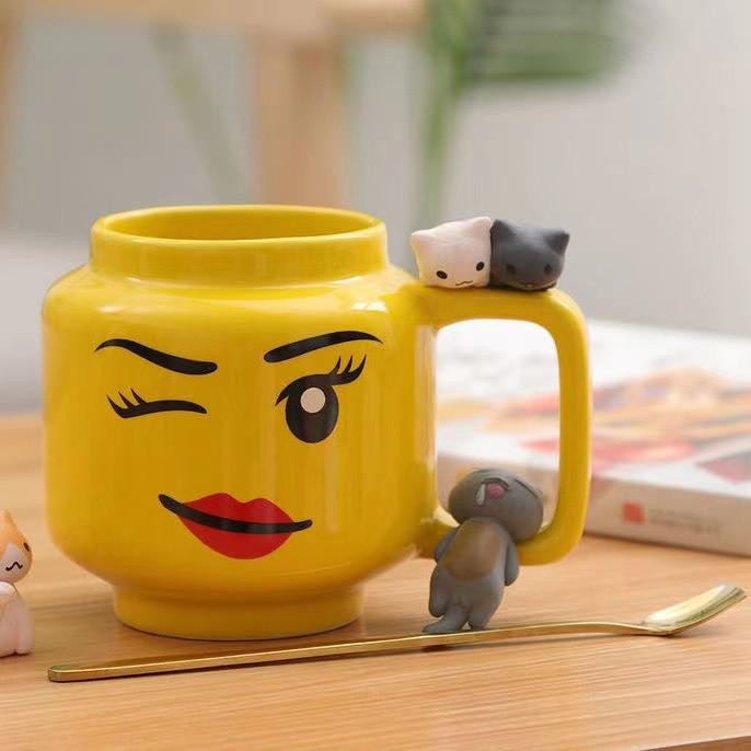 250ml Ceramic Smile Mug Cartoon Coffee Milk Tea Water Cup Cu - 图1