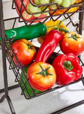 Simple Iron Fruit Shelf Multi-functional Two-layer