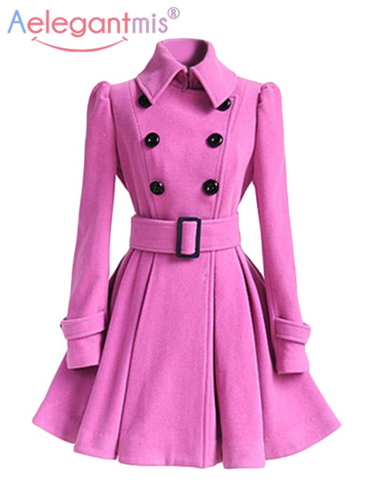 Aelegantmis Autumn Winter Vintage Woman Wool Coat Classic Lo-图3