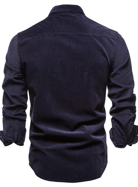 AIOPESON Corduroy 100% Cotton Shirts Men Business Casual Lap