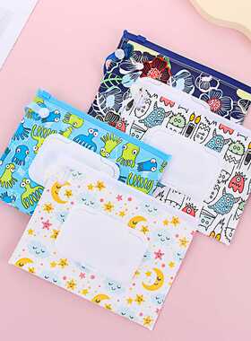 18*14cm Plastic Wet Wipes Bag Flip Cover Snap Strap Tissue