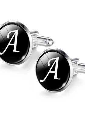 Men's Fashion A-Z Single Alphabet Cufflinks Silver Color Let