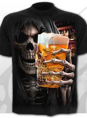 Skull Men's T-irts Men's Hip Hop 3D irts Horror O-Neck T
