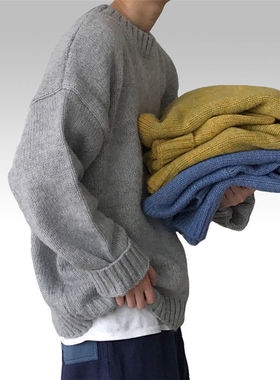 Men's Oversize Sweater Hong Kong Style Sweater Men Loose Sol