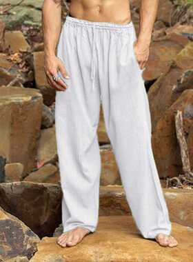 Men's Fashion Classical Cotton-Linen Loose Pants Casual Ligh