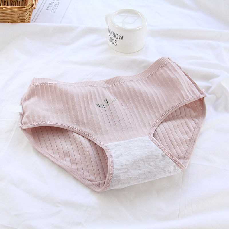 Breathable Cute Sweet Strawberry Girl Briefs Mid Waist Women - 图2