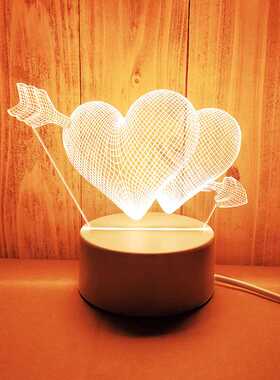 Romantic Love 3D Acrylic Led Lamp for Home Children's Night