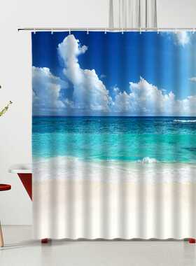 Beach Scenery Shower Curtain Set Curtains In Rooms And Hall