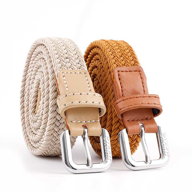 New Unisex Casual Stch Woven Belt Women Men Elastic Belts Fo-图0