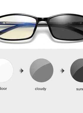 Thin Frame Change Color Eyewear Photochromic Glasses Women M