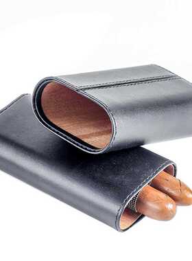 Top Quality 3 Finger Brown Leather Cigar Case Cedar Wood