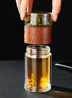 High Quality Double Glass Water Bottle With Case Tea Drink B
