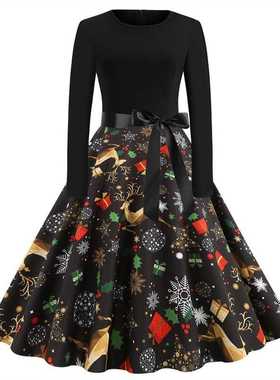 圣诞节万圣节大摆女连衣裙Halloween plus size women s dress