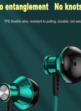 Wired Headphones With Microphone Wire-Controlled Metal In-Ea