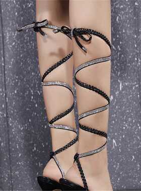 New Women's High Heels Fashion Rhinestone Braided Ae Stra