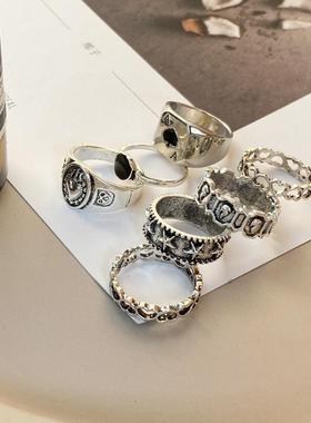 7pcs set card Poker ring Men's 扑克牌黑桃纸牌戒指套装7件套