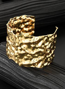 Metal Bracelet Arm Ring for Women跨境新款褶皱金属手镯臂环女