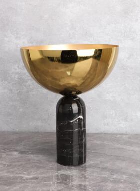 新中式大理石锅盖样板房售楼部卧室书房客厅餐厅桌面家居饰品摆件