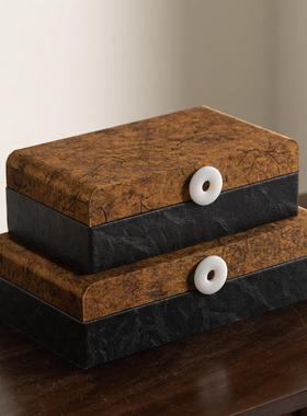 新中式中古样板间软装饰品摆件衣帽间书房收纳首饰盒收纳盒装饰品