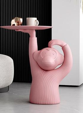 艺贝子北欧猴子托盘茶几高级感轻奢设计师创意艺术品客厅角几边几