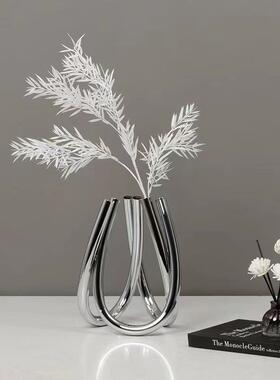 简约现代创意装饰品几何摆件板房客厅样板间书房桌面金属六孔花器