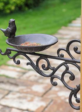 欧式复古喂鸟器铸铁悬挂壁饰鸟食器露台庭院户外阳台庭院装饰品
