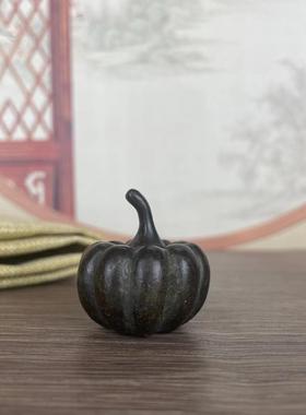 铜合金可爱小南瓜镇纸镇尺金属铜复古压纸古董摆件学生文创摆件品