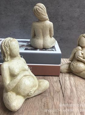 跨境热款仿泥雕妊娠三部曲家居卧室客厅餐厅桌面装饰品人物小摆件