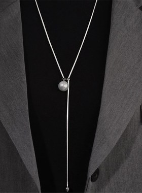 毛衣炼大气高级感长款抽拉珍珠项炼女简约百搭精致秋冬搭配饰