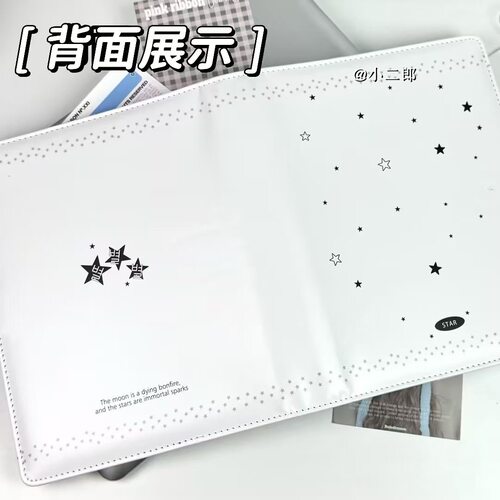 简约星星A5皮质磁吸卡册四宫格三寸追星拍立得小卡收纳相册活页 - 图0