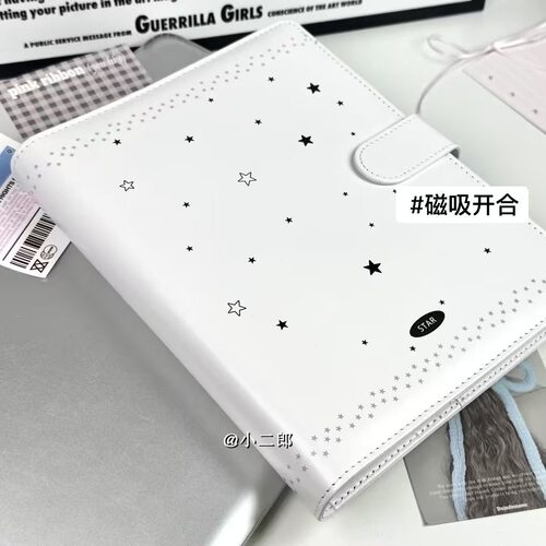 简约星星A5皮质磁吸卡册四宫格三寸追星拍立得小卡收纳相册活页 - 图3