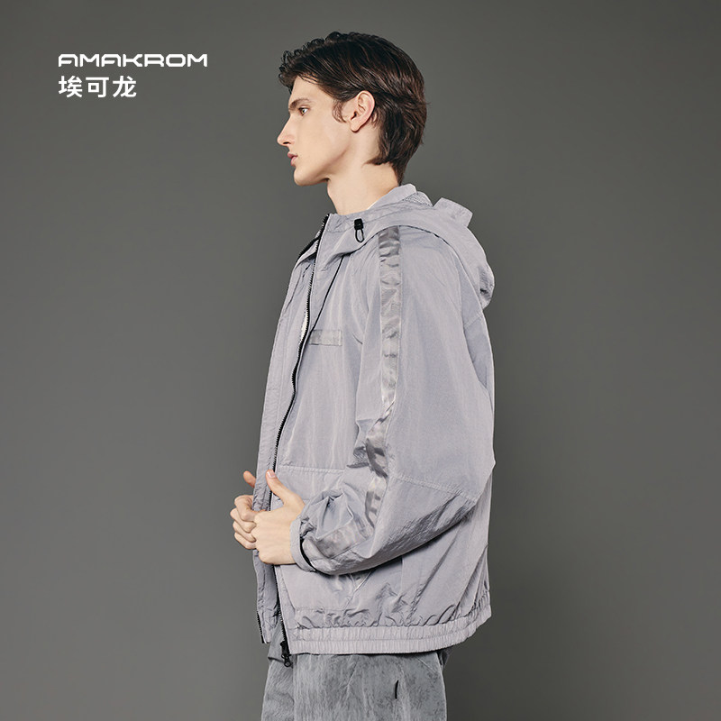 AMAKROM26春季新品男装简约休闲潮流成衣染色美式连帽夹克外套,淘宝优惠券,粉丝福利购,淘宝优惠卷