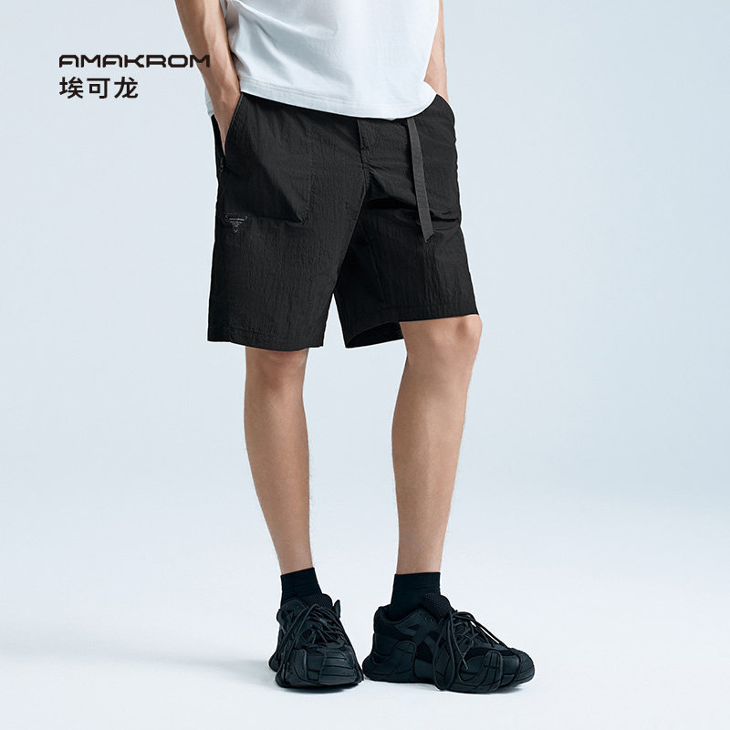 AMAKROM埃可龙男装 春夏机能风城市户外潮流黑色休闲运动骑行短裤,淘宝优惠券,粉丝福利购,淘宝优惠卷
