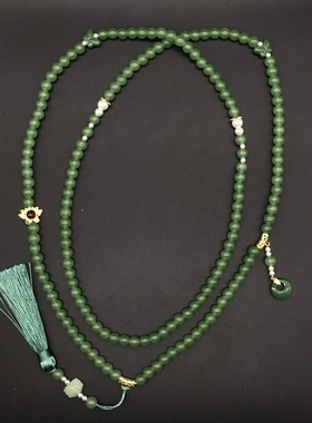 新中式斜挎古风流苏长项链汉服挂件国风挂链琉璃串珠链子背背链