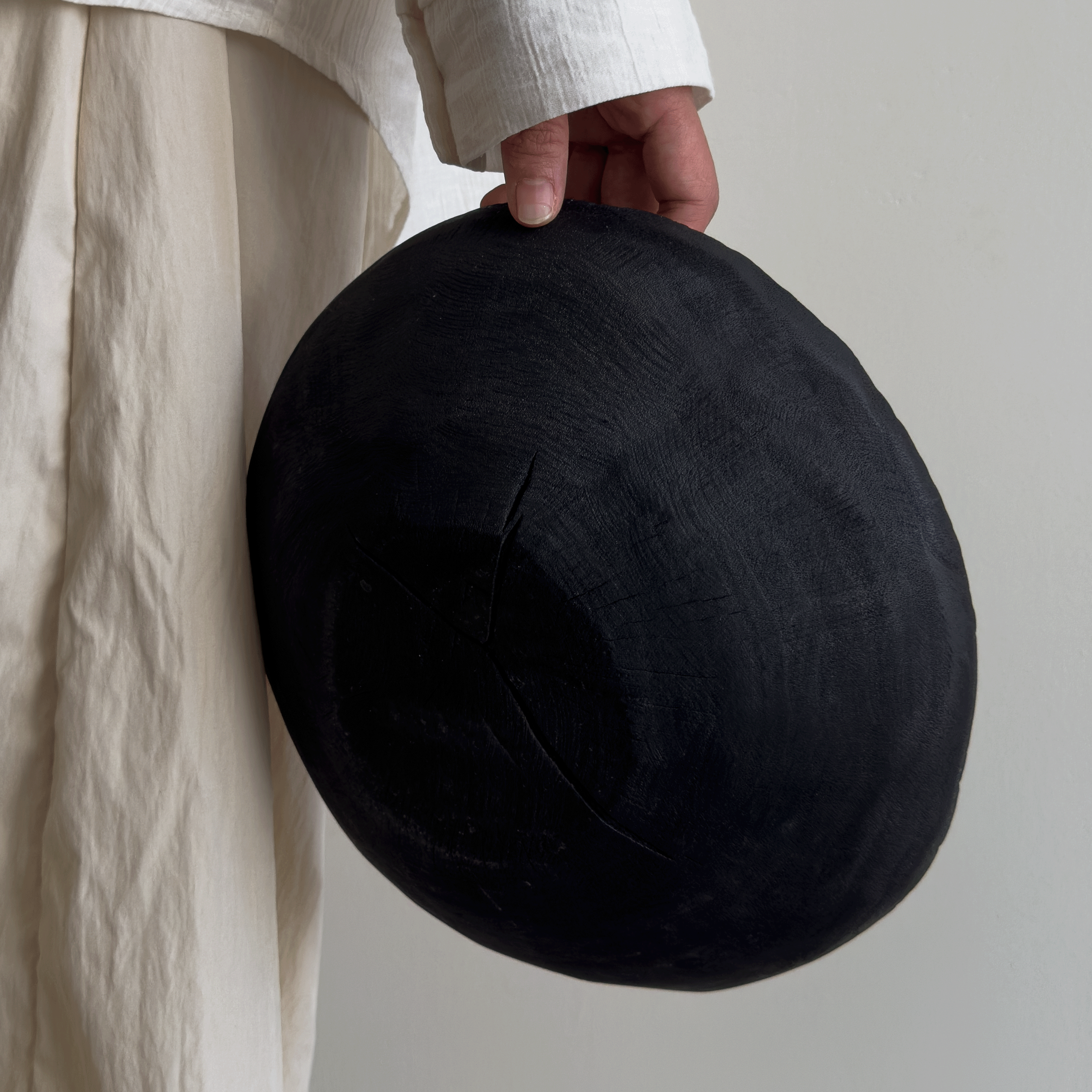 侘寂风木质托盘圆形收纳盘实木果盘酒店民宿装饰佛手柑木盆摆件 - 图0