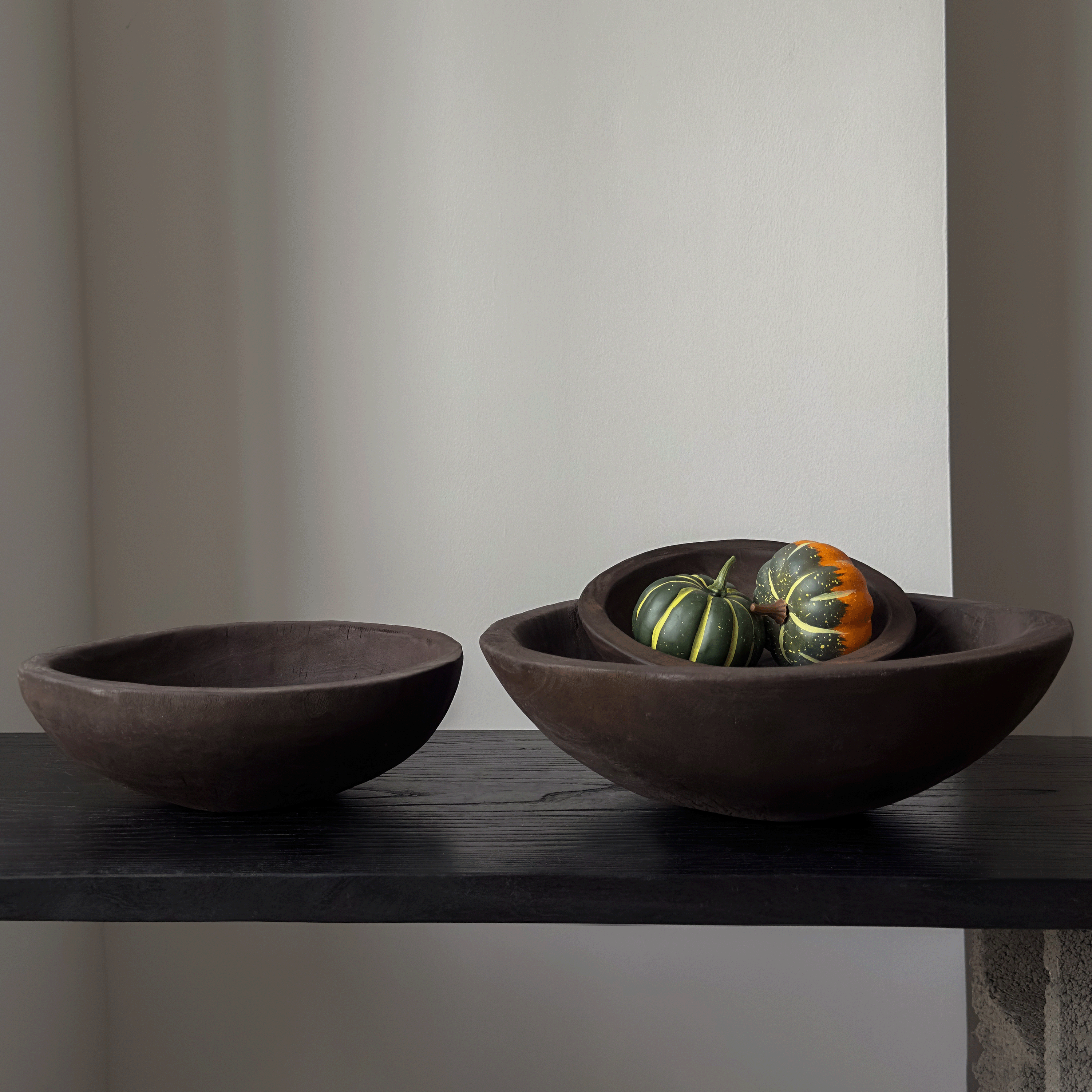 侘寂风木质托盘圆形收纳盘实木果盘酒店民宿装饰佛手柑木盆摆件 - 图3