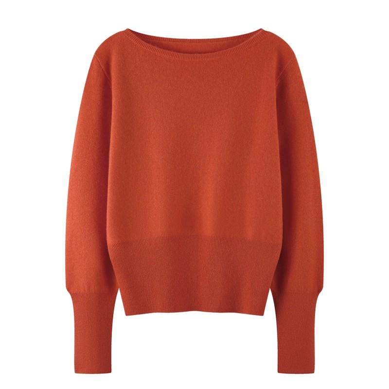 康赛妮短款100纯羊绒套头衫时尚纯色收腰长袖显瘦一字领单股薄款,淘宝优惠券,粉丝福利购,淘宝优惠卷