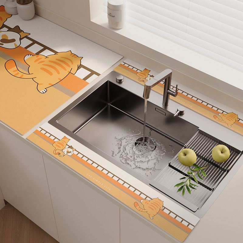 厨房软硅藻泥防溅水沥水垫水龙头吸水垫挡水条洗手台卫生间台面垫,淘宝优惠券,粉丝福利购,淘宝优惠卷