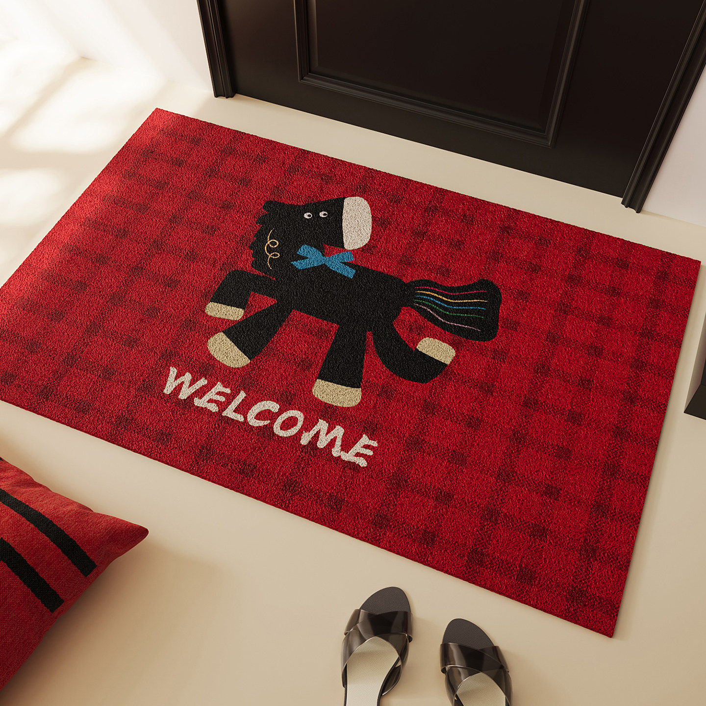 玄关入户门地垫大门口进门红色脚垫丝圈刮泥耐磨耐脏毯防滑可裁剪,淘宝优惠券,粉丝福利购,淘宝优惠卷